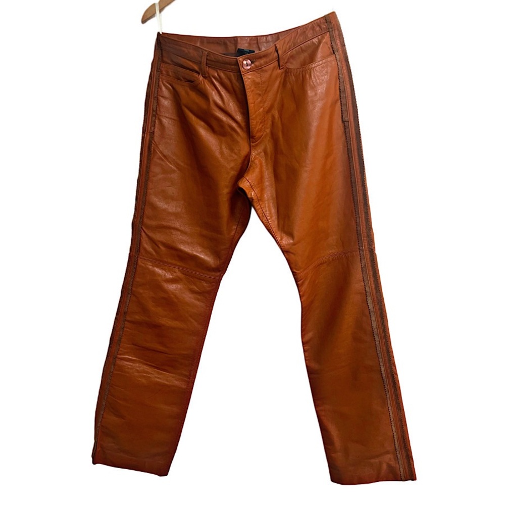 Authentic Jean Paul Gaultier Homme Runway Caramel Sideline Leather Pants